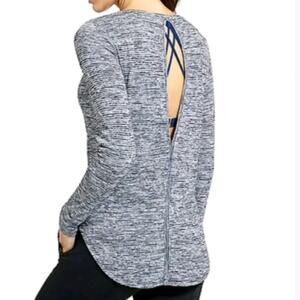 Athleta Breezy Navy Long Sleeve Cut Out Top XXS Athleisure Yoga Workout